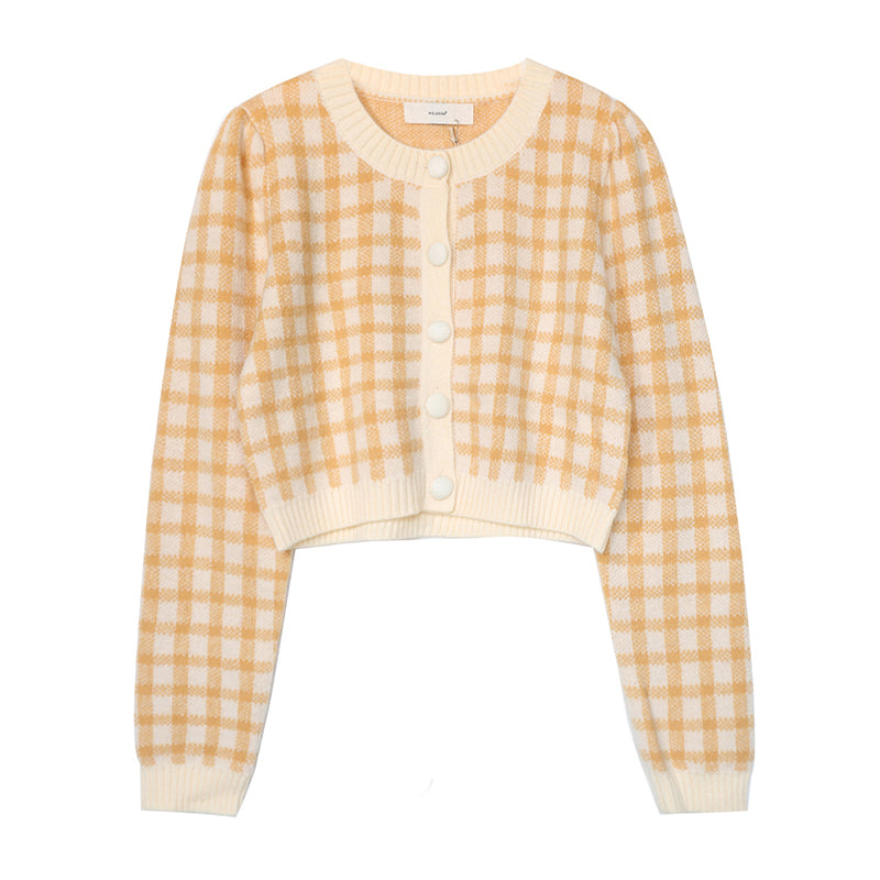 Cropped Gingham Cardigan (5 Colors)