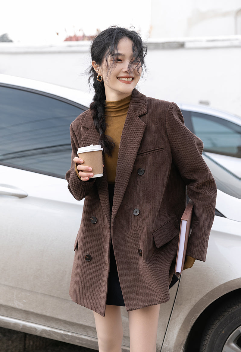 Corduroy Double Breasted Blazer Jacket (7 Colors)