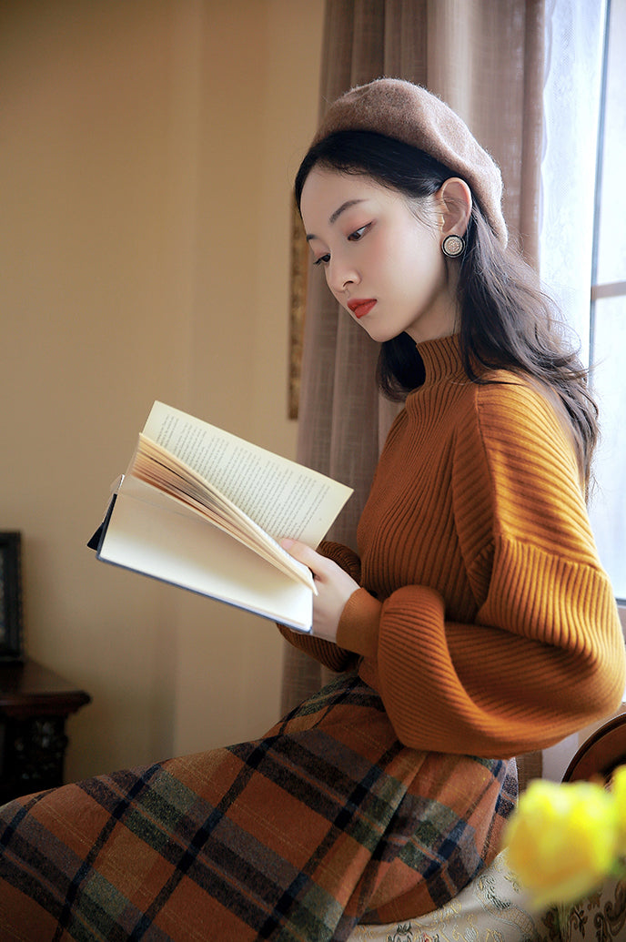 Pumpkin Spice Sweater & Skirt Set (Orange)