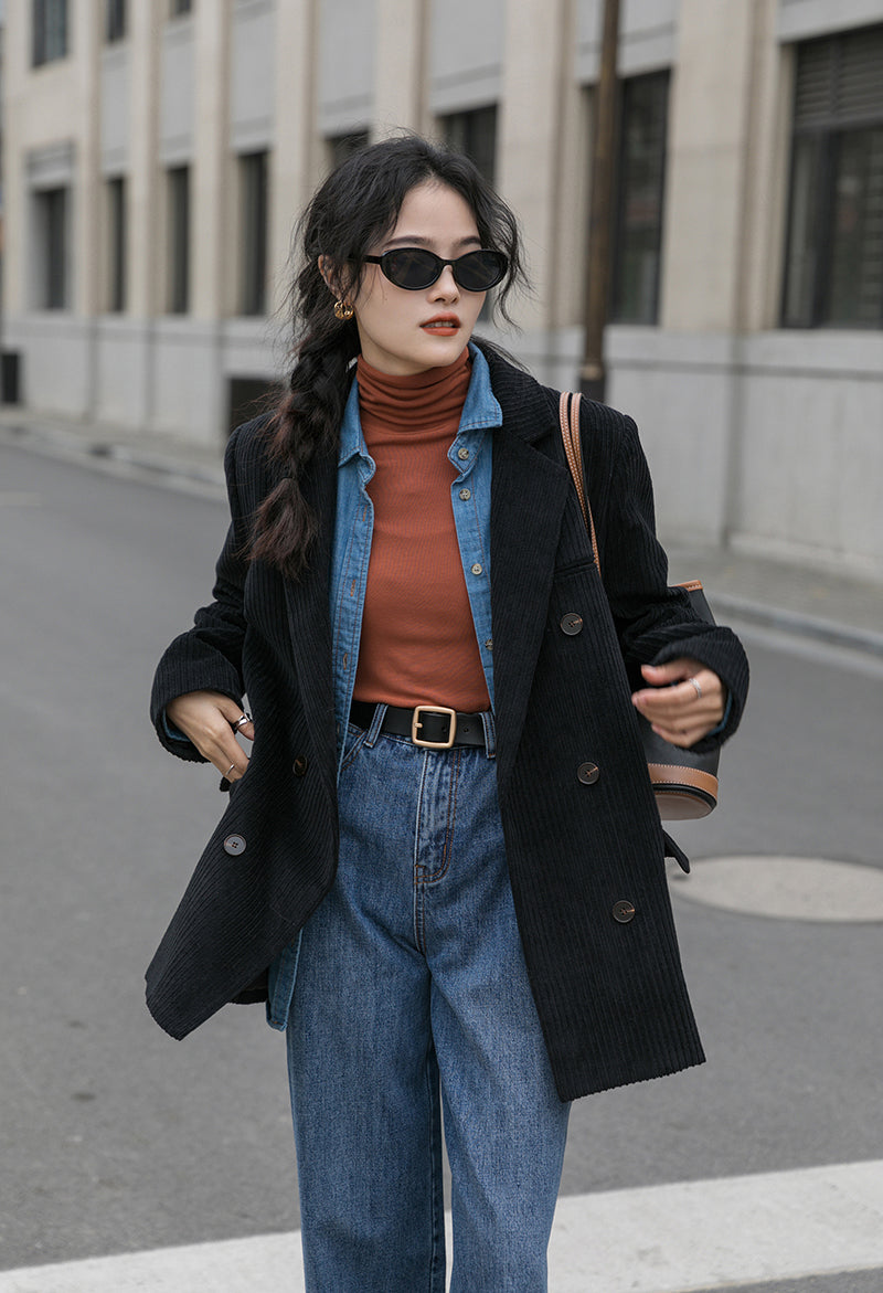 Corduroy Double Breasted Blazer Jacket (7 Colors)