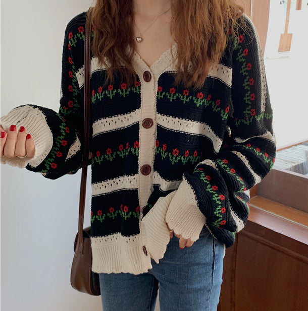 Floral Stripe Cardigan (2 Colors)