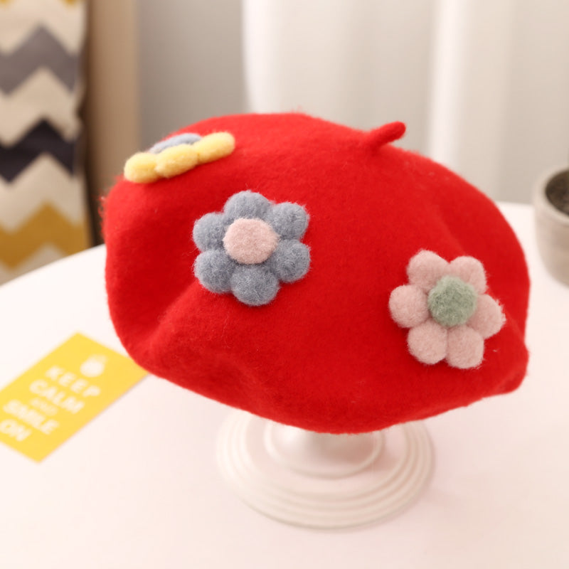 Daisy Pom Pom Beret (10 Colors)