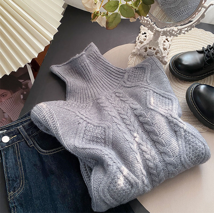 Cable Knit Turtleneck Sweater (5 Colors)