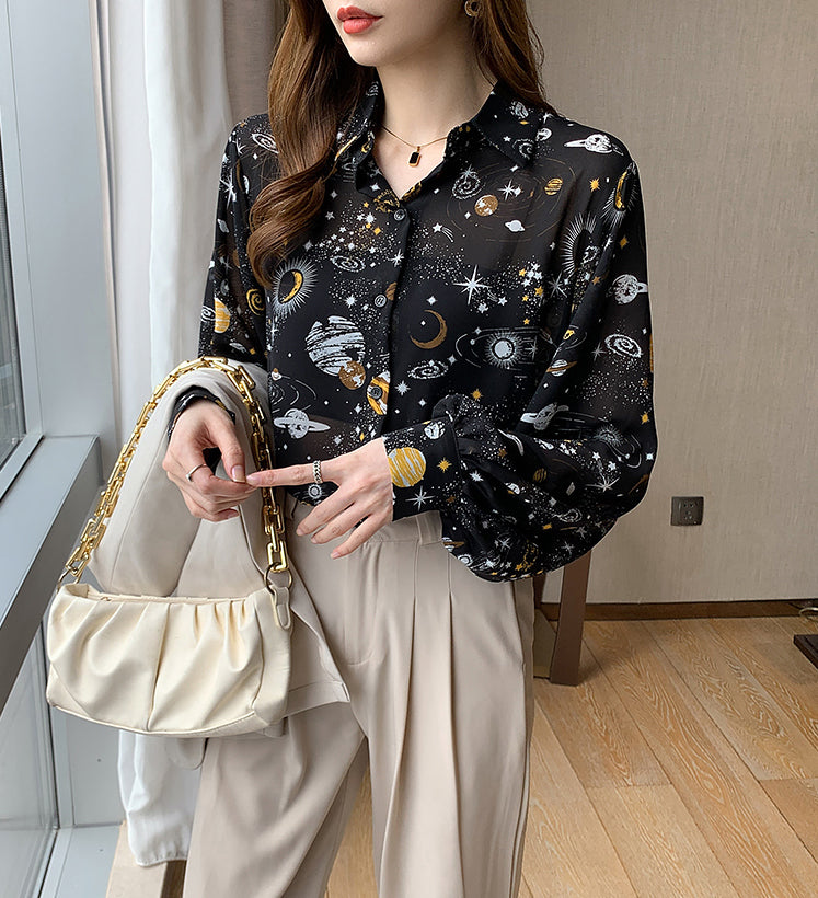 Cosmic Galaxy Button Up Shirt (Black)