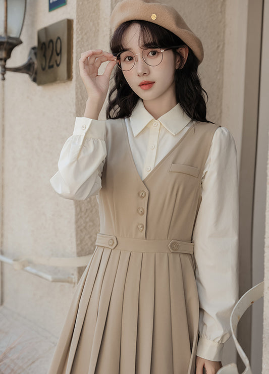 Journalist Midi Pinafore Set (2 Colors)