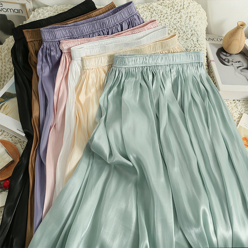 Satin Shine Midi Skirt (7 Colors)