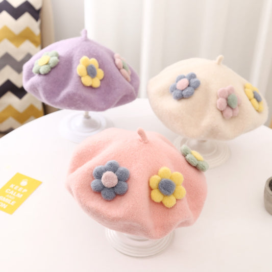 Daisy Pom Pom Beret (10 Colors)