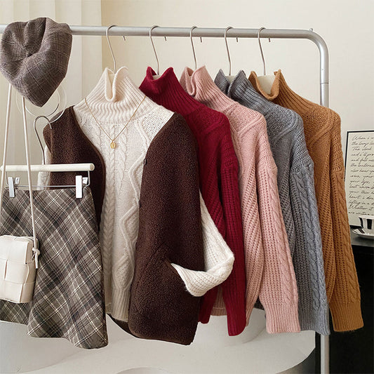 Cable Knit Turtleneck Sweater (5 Colors)