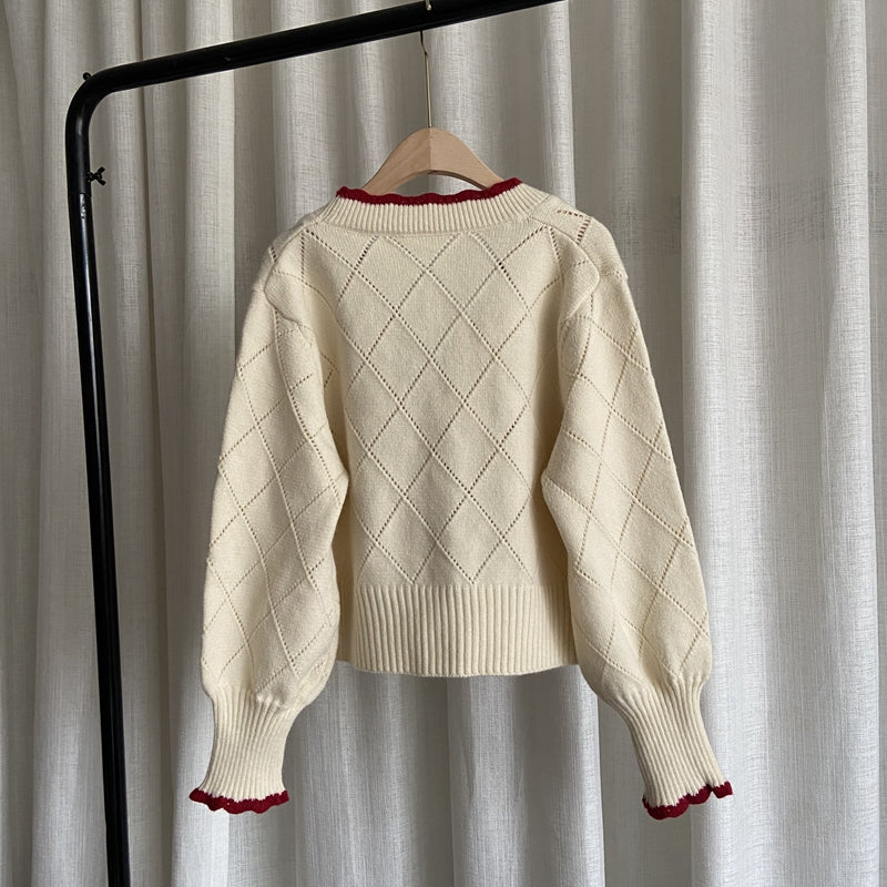 Cherry Diamond Knit Cardigan (3 Colors)