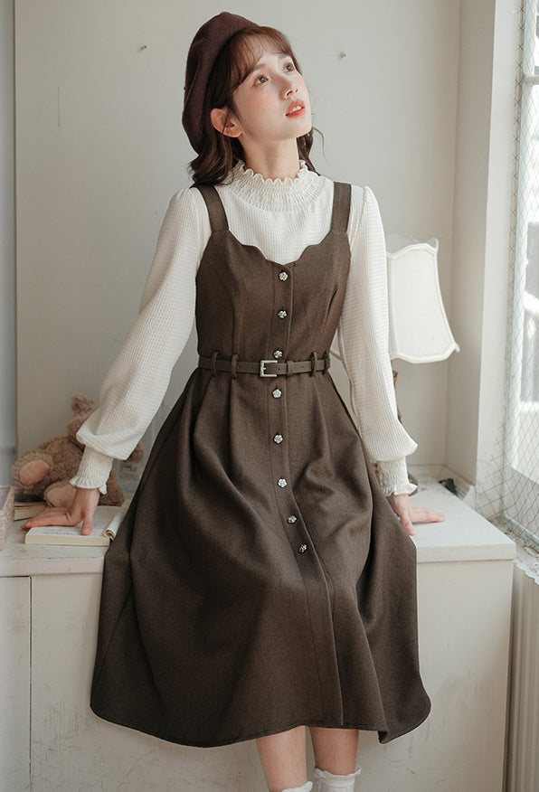 Button Up Scallop Cami Dress (3 Colors)