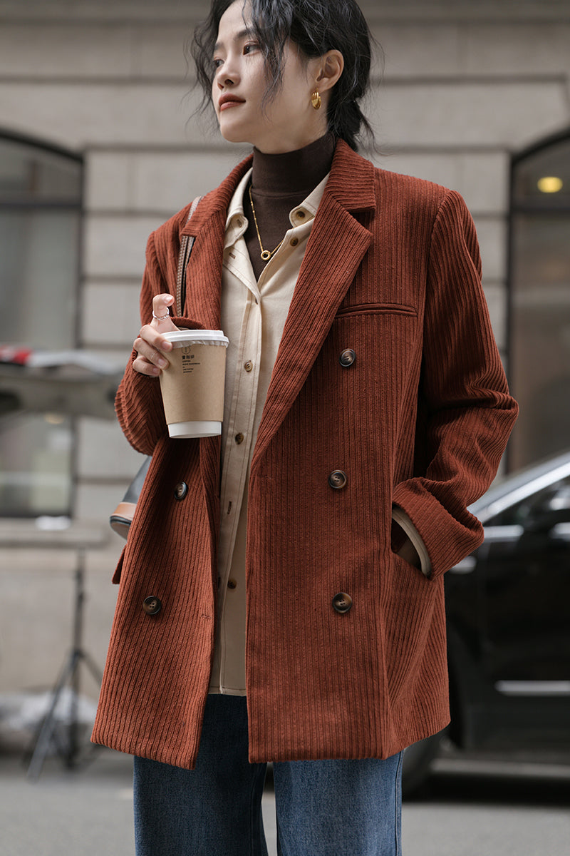 Corduroy Double Breasted Blazer Jacket (7 Colors)