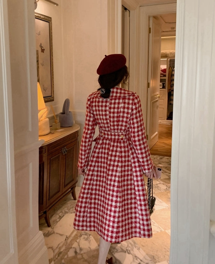 Candy Cane Gingham Dress Coat (Red/White)