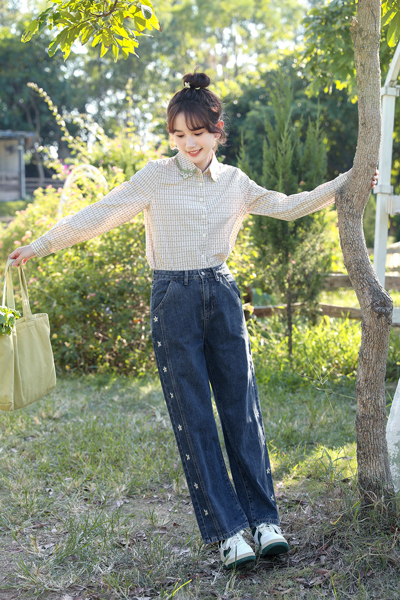 Jasmine Floral Embroidered Jeans (Dark Denim)