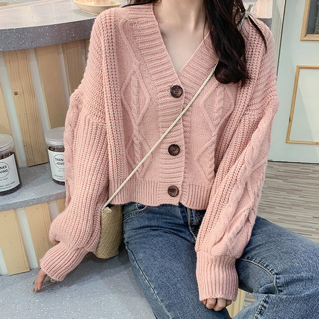 Cropped Cable Knit Cardigan (6 Colors)