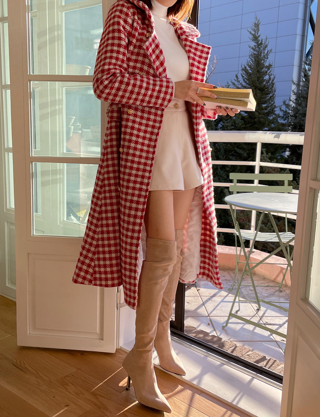 Candy Cane Gingham Dress Coat (Red/White)