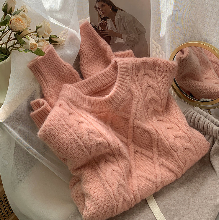 Macaron Cable Knit Sweater (6 Colors)