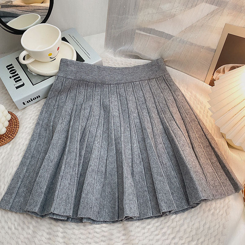 Pleated Knit Mini Skirt (8 Colors)