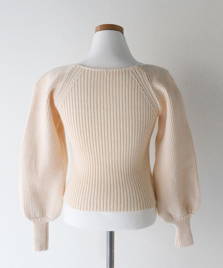 Ribbed Puff Sleeve Cropped Sweater (4 Colors)