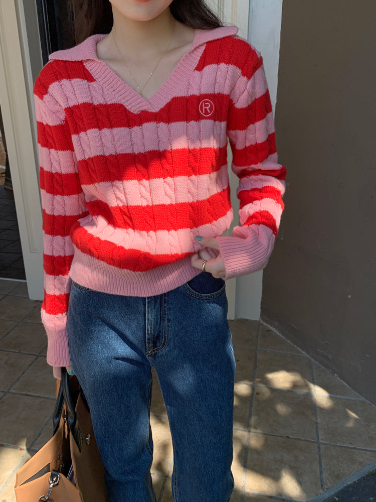 Cable Knit Polo Sweater (6 Colors)