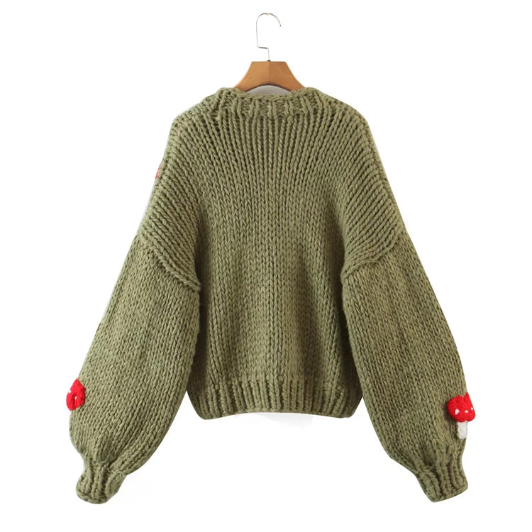 Chunky Mushroom Cropped Cardigan (2 Colors)