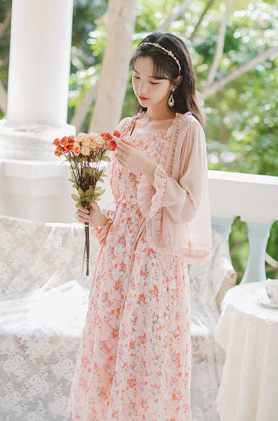 Tea Cup Floral Cami Dress (Pink)