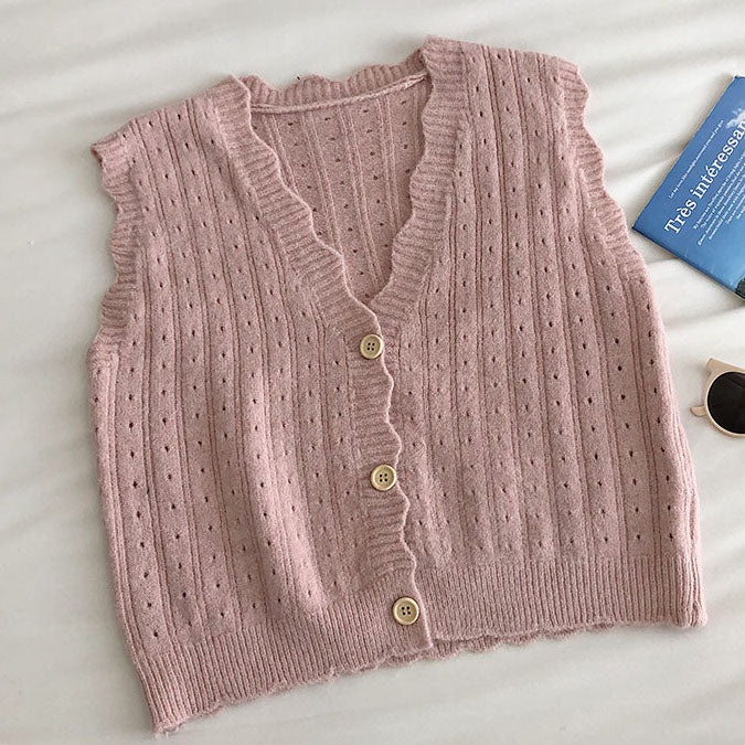 Scallop Trim Vest (10 Colors)