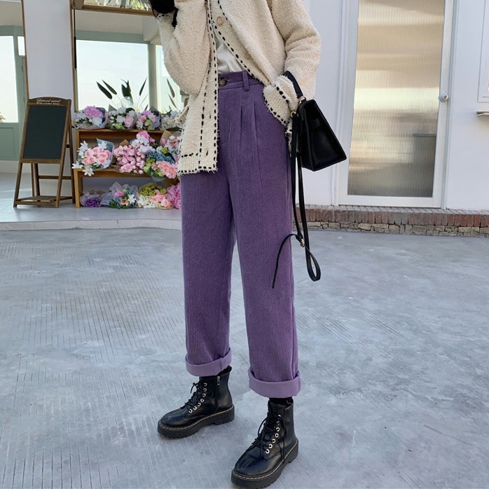 Pleated Corduroy Pants (4 Colors)