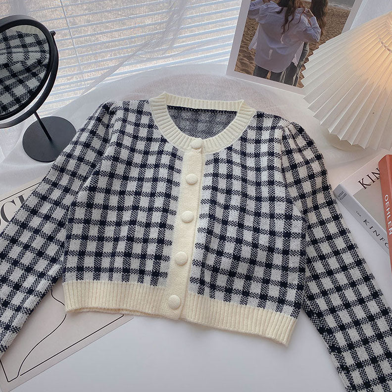 Cropped Gingham Cardigan (5 Colors)