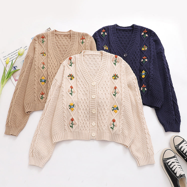 Fall Florals Embroidered Cardigan (3 Colors)