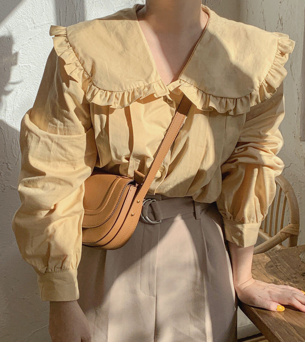 Oversized Peter Pan Collar Button Up Shirt (2 Colors)