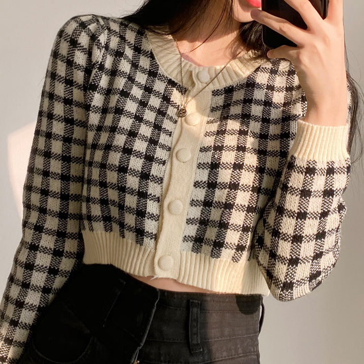 Cropped Gingham Cardigan (5 Colors)