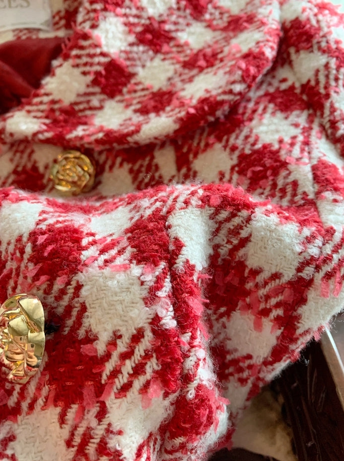 Candy Cane Gingham Dress Coat (Red/White)