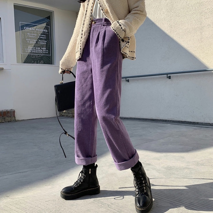 Pleated Corduroy Pants (4 Colors)