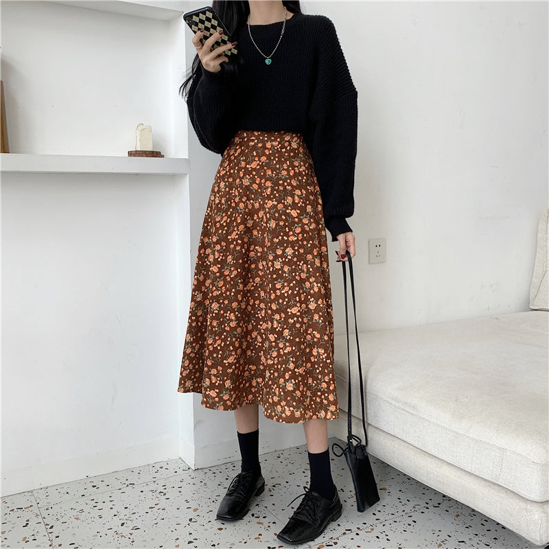 Fall Florals Midi Skirt (3 Colors)