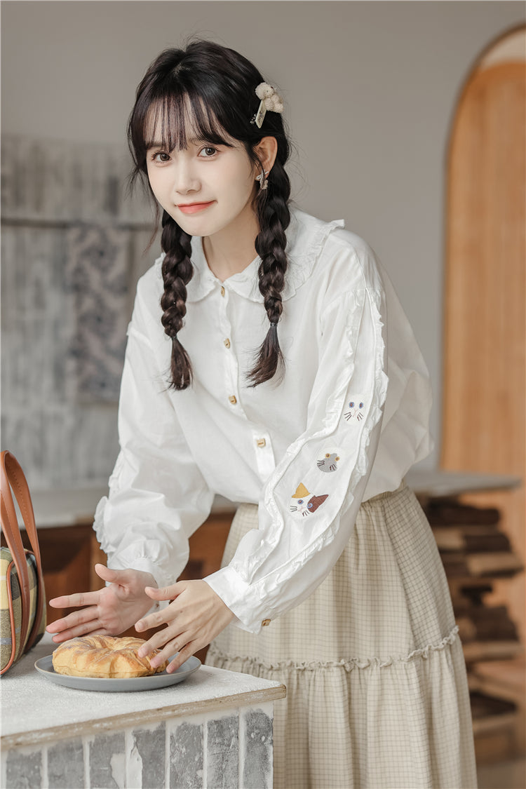 Mischievous Cats Blouse (White)