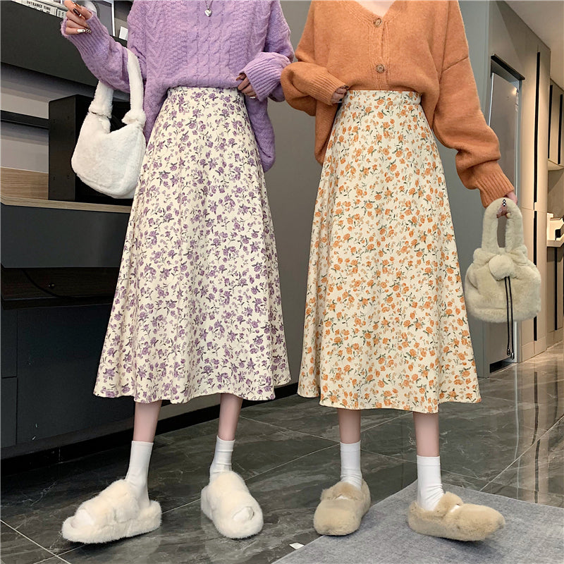 Fall Florals Midi Skirt (3 Colors)