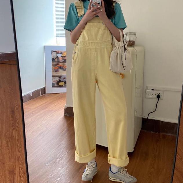 Spring Denim Overalls (Pastel Yellow)