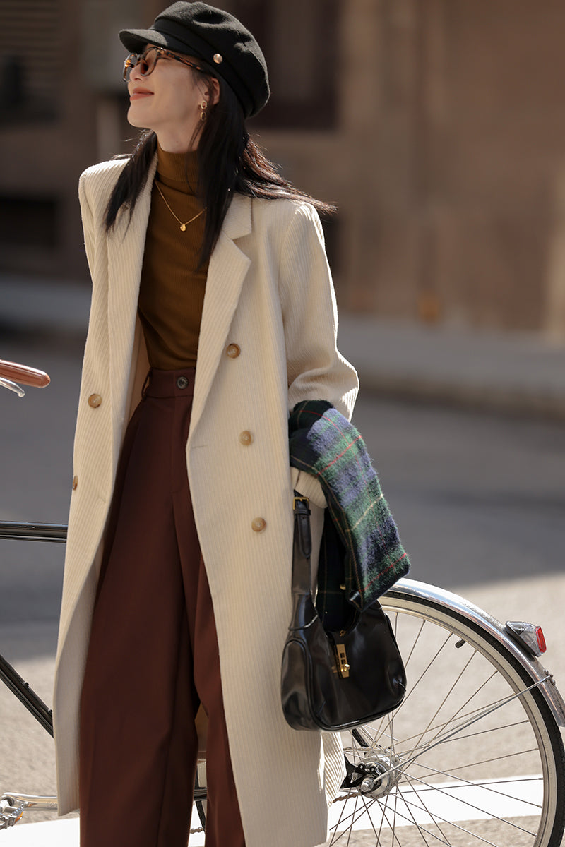 Corduroy Double Breasted Coat (3 Colors)