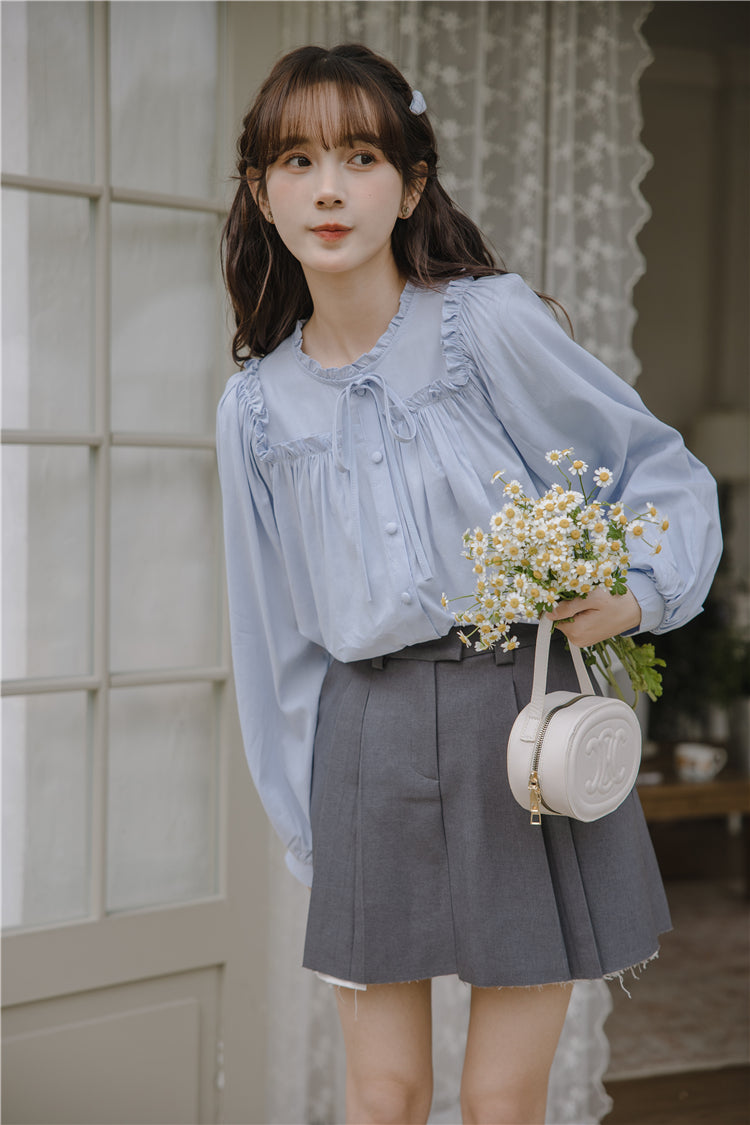 Essential Ruffle Trim Blouse (2 Colors)