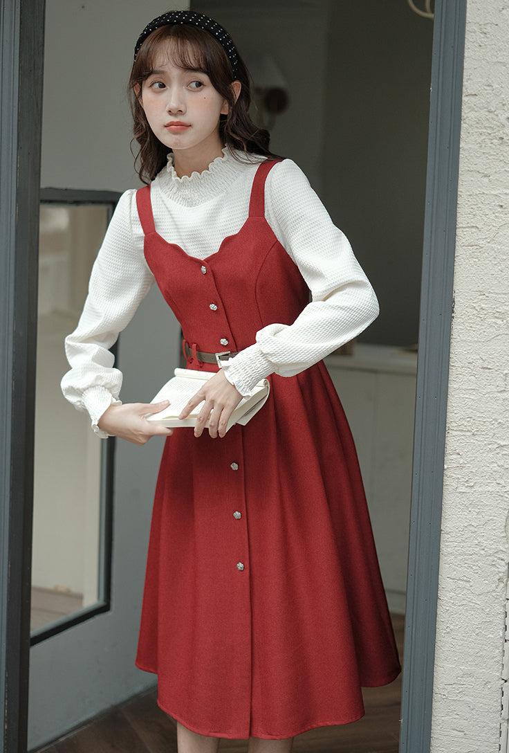 Button Up Scallop Cami Dress (3 Colors)