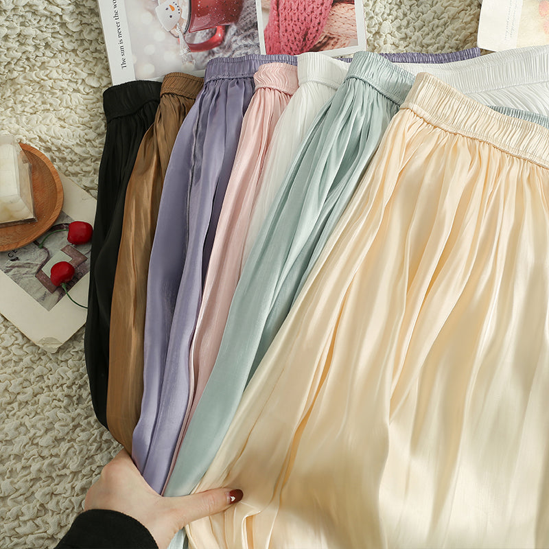 Satin Shine Midi Skirt (7 Colors)