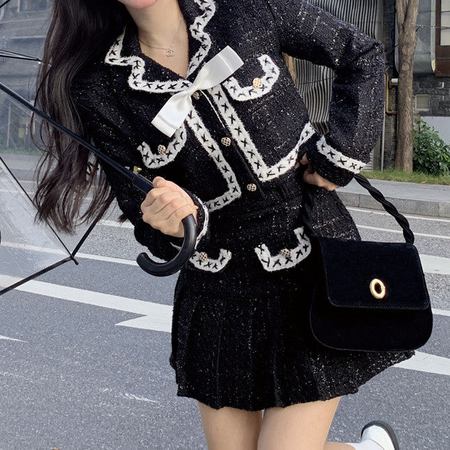 Simple Chic Tweed Set (Black)