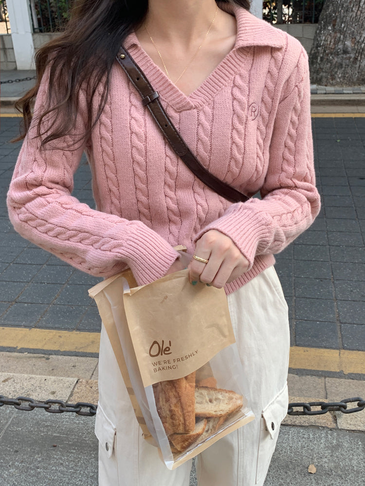 Cable Knit Polo Sweater (6 Colors)