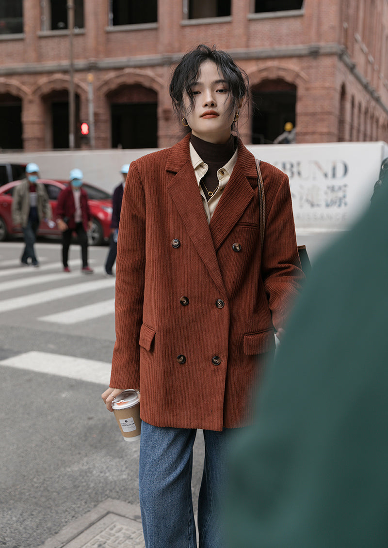 Corduroy Double Breasted Blazer Jacket (7 Colors)