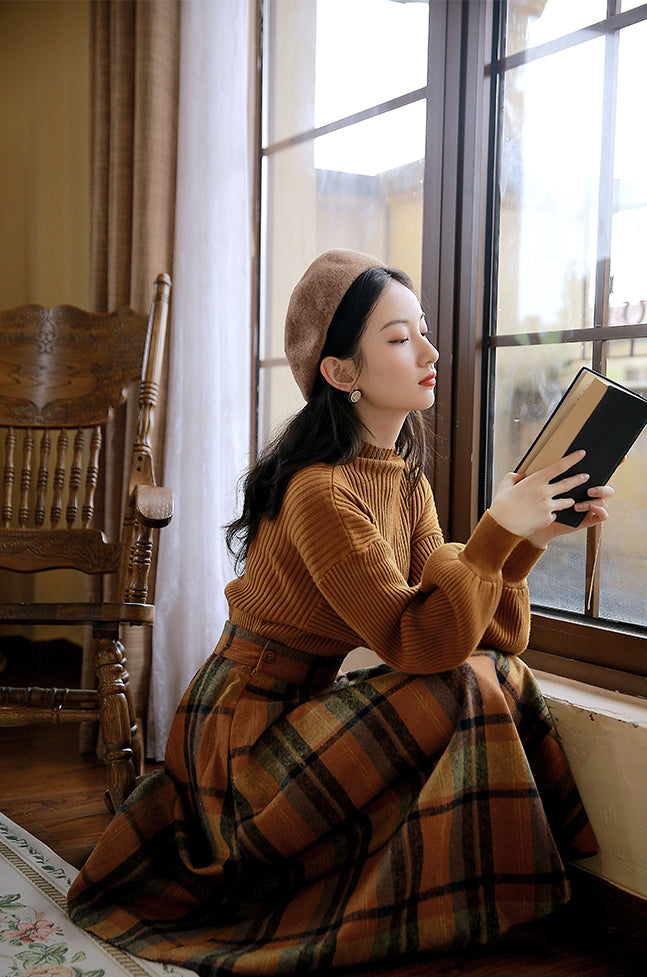 Pumpkin Spice Sweater & Skirt Set (Orange)