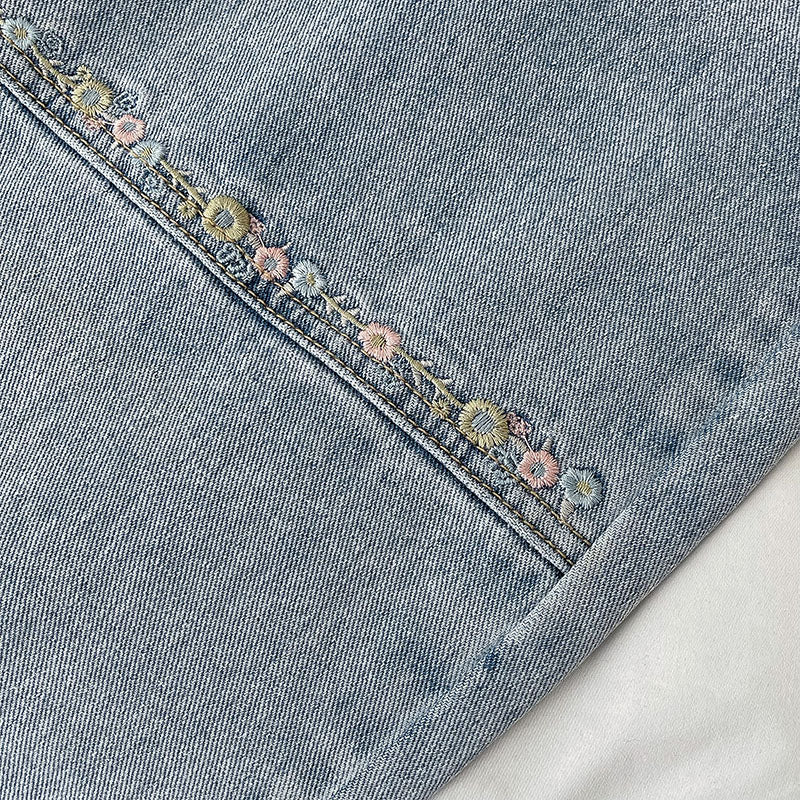 Daisy Chain Embroidered Jeans (Light Denim)