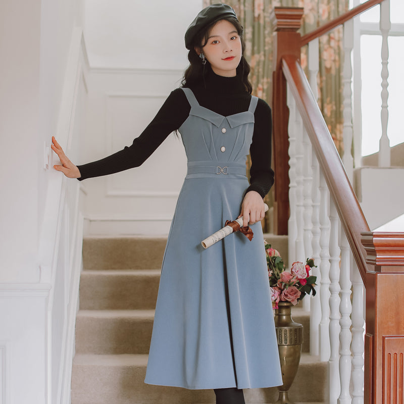 Corduroy Pearl Cami Midi Dress (2 Colors)