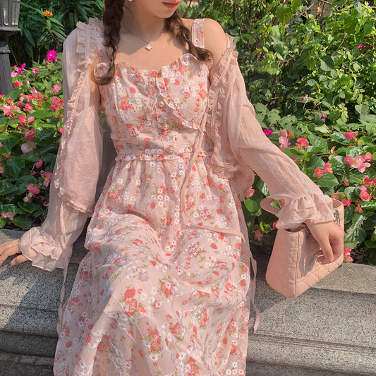 Tea Cup Floral Cami Dress (Pink)