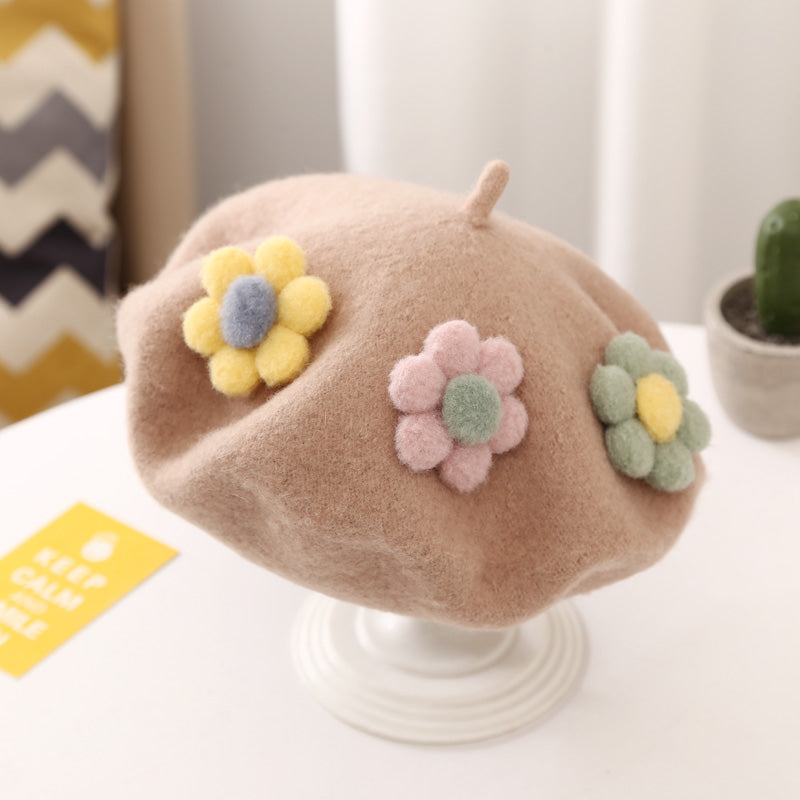 Daisy Pom Pom Beret (10 Colors)