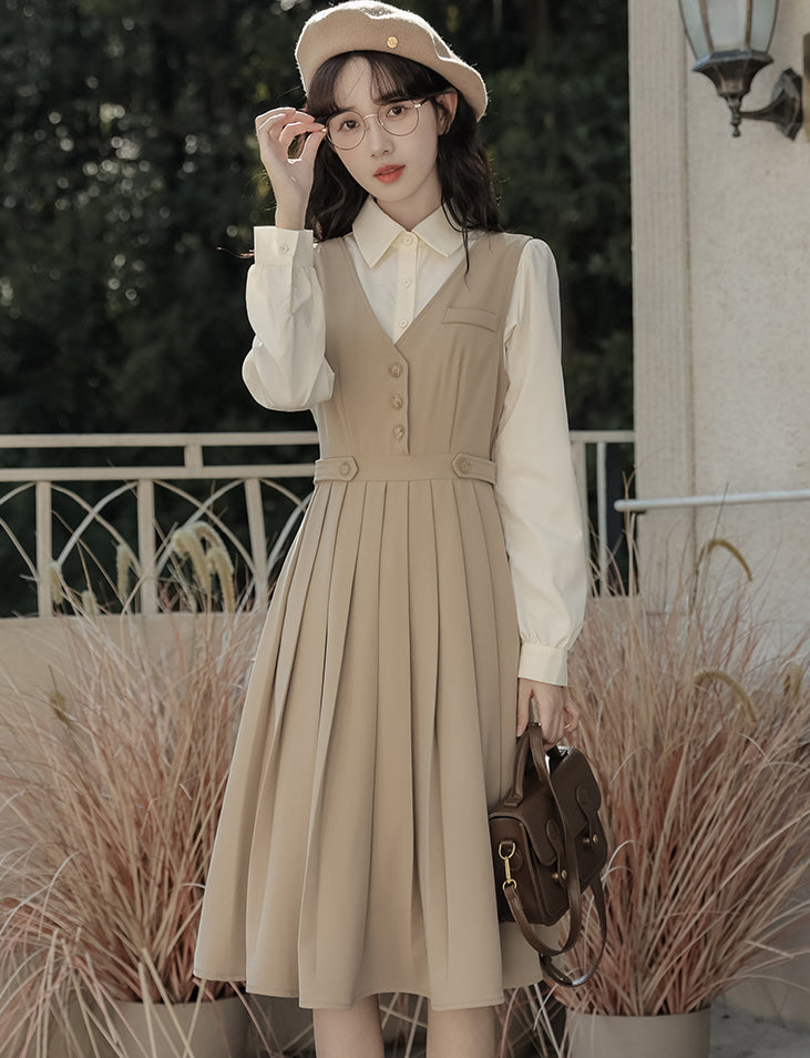 Journalist Midi Pinafore Set (2 Colors)